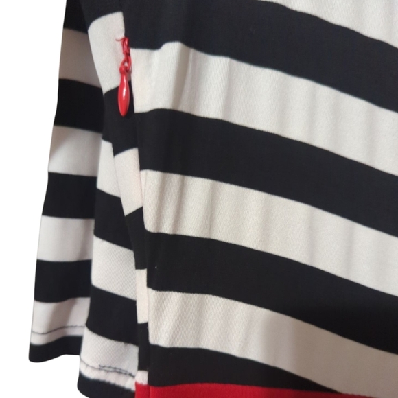 Belle Poque Women's Retro Style Dress Red Skirt B/W Bodice Stripes - Picture 6 of 8